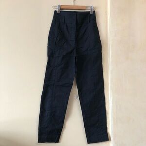WILFRED Linen Blend Slim Trouser High Waist Black Stretch Cotton Straight Crop